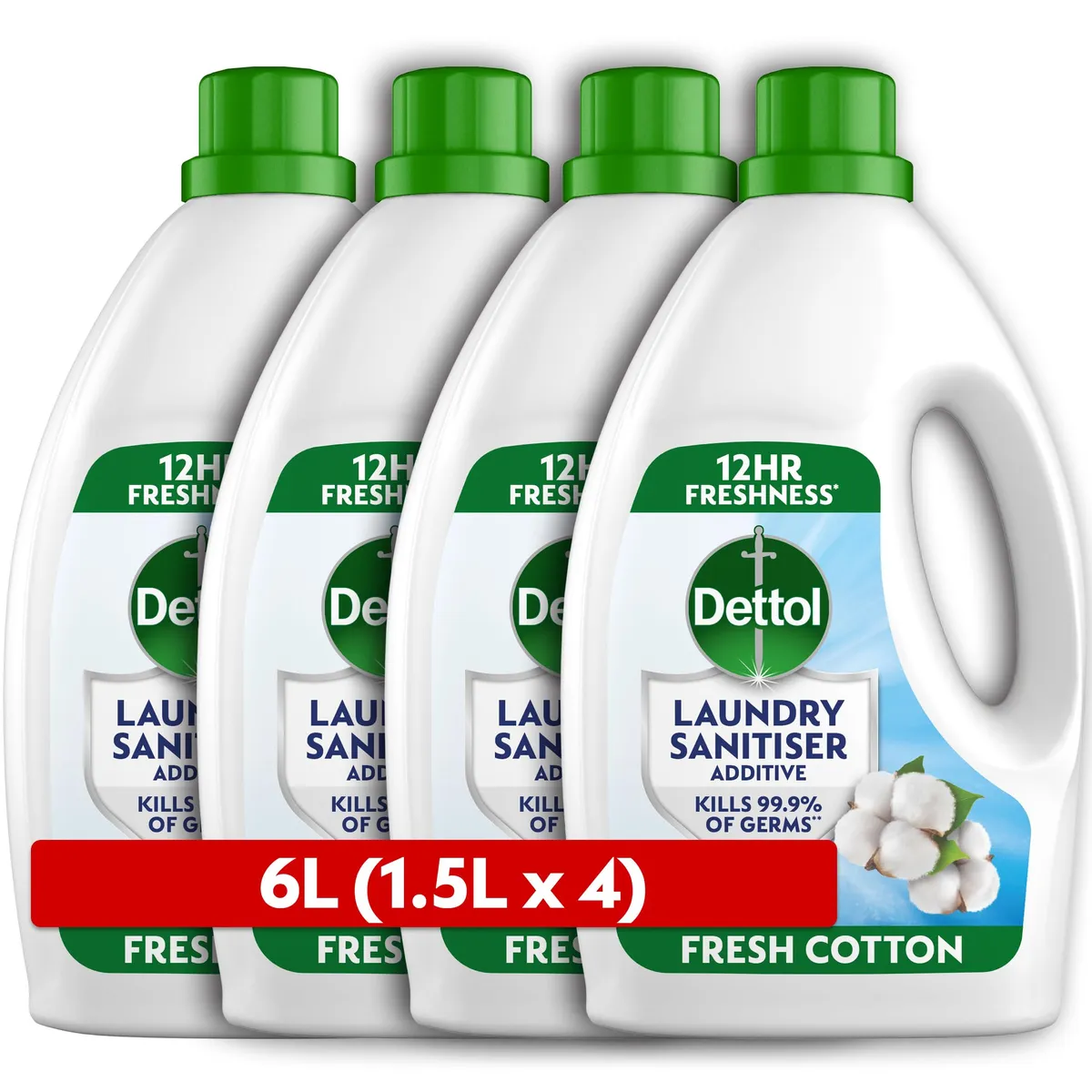 Dettol Laundry Sanitiser, Antibacterial, Fresh Cotton, 6L