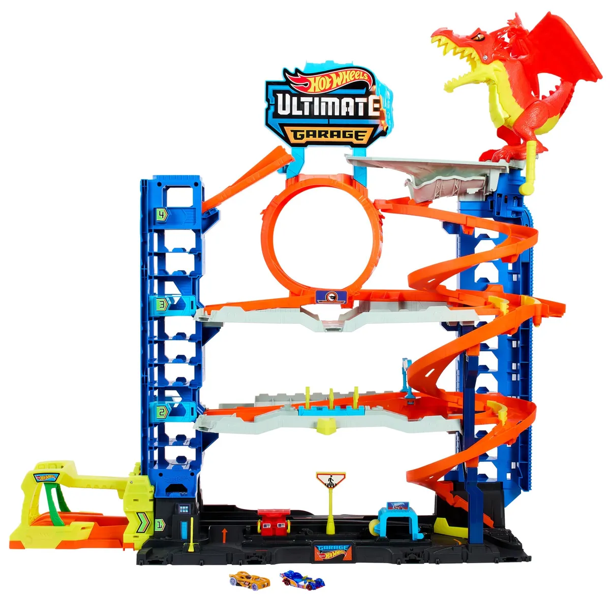 Hot Wheels City Ultimate Garage Track Set & 2 Die-Cast Toy Cars