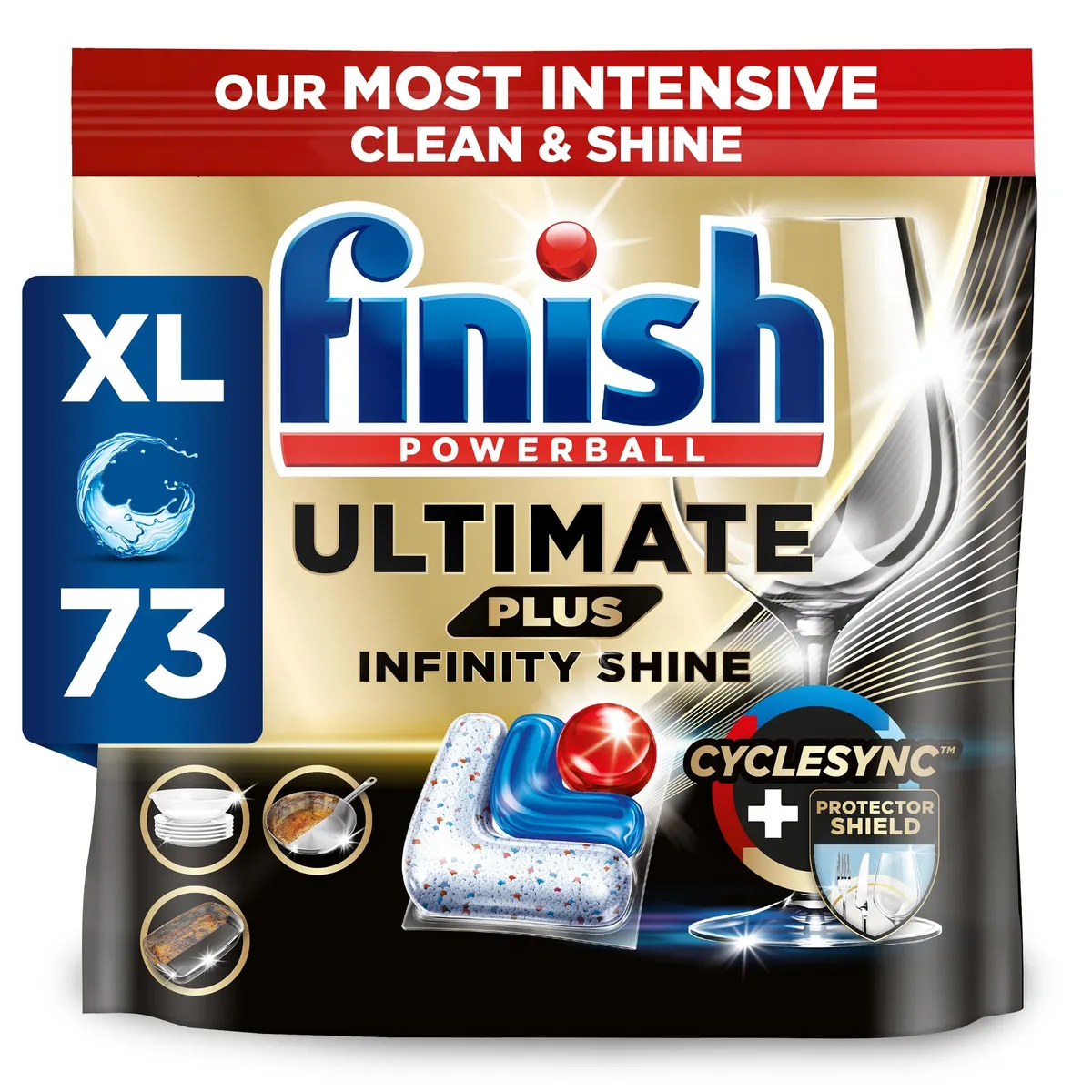 Finish Dishwasher Tablet, Ultimate Plus Infinity Shine, 73 Detergent