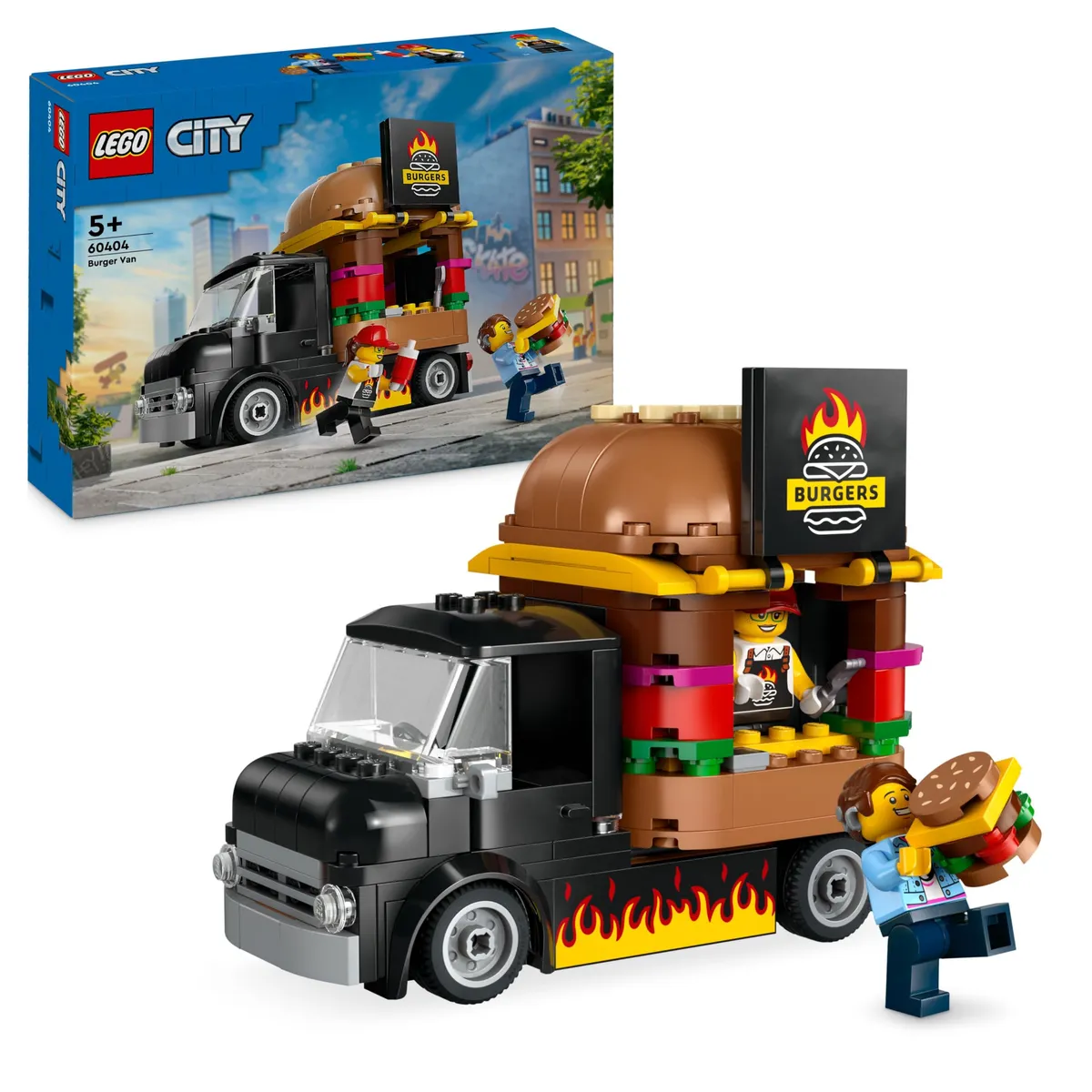 LEGO City Burger Van, Food Truck Toy for 5 Plus Year Old Boys