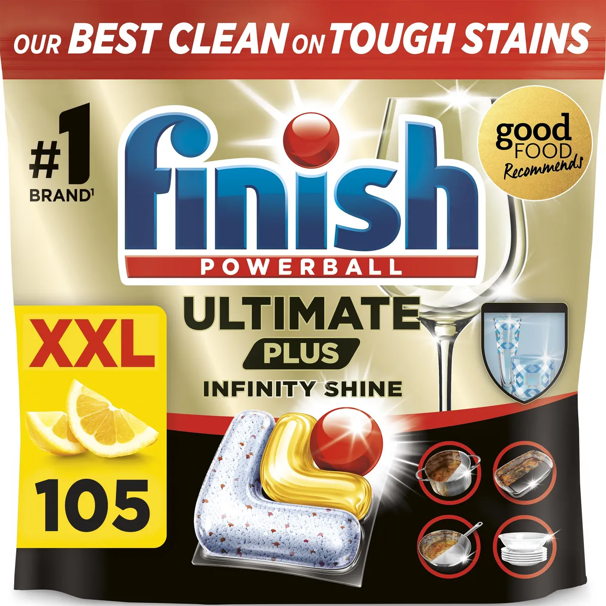 Finish Dishwasher Tablet, Ultimate Plus Infinity Shine, 105 Tabs